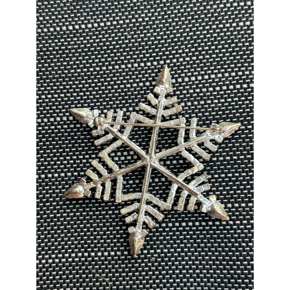 Snowflake Rhinestone Brooch - Vintage Pin